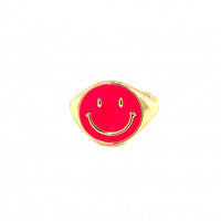 Neon Smiley Signet Ring