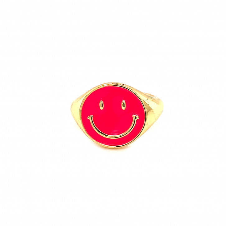 Neon Smiley Signet Ring