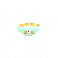 CZ Oval Enamel Ring