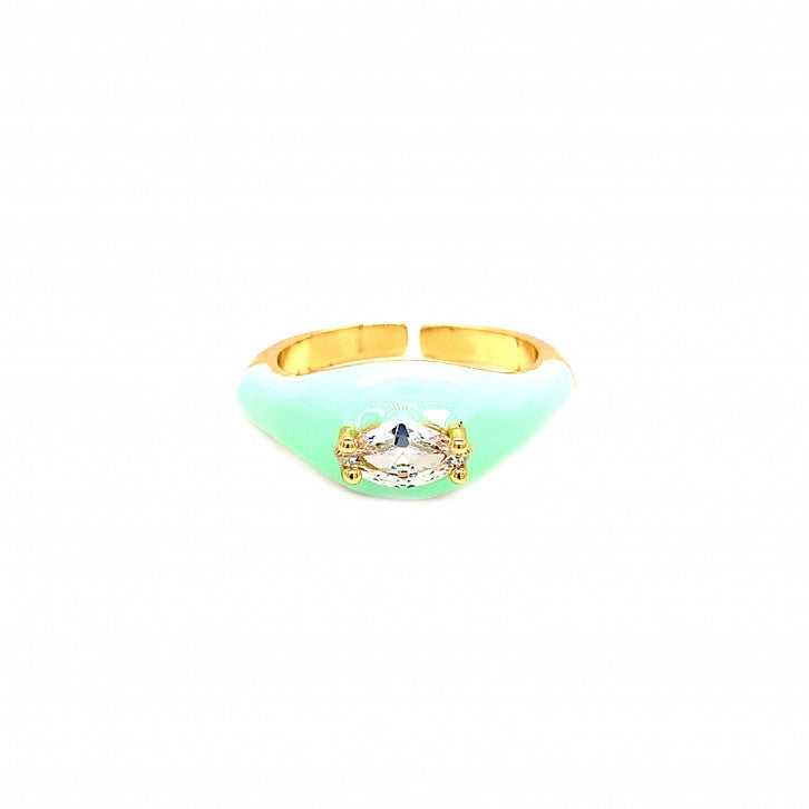 CZ Oval Enamel Ring