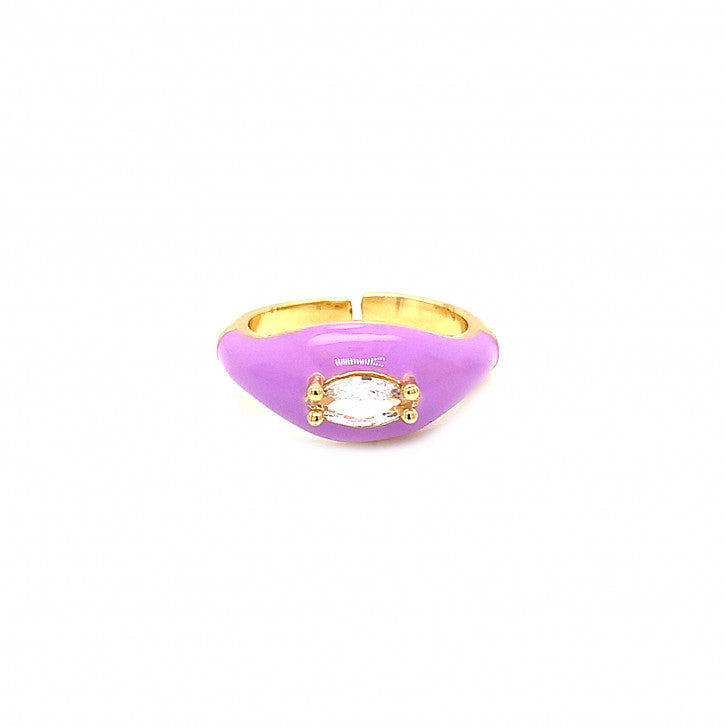 CZ Oval Enamel Ring