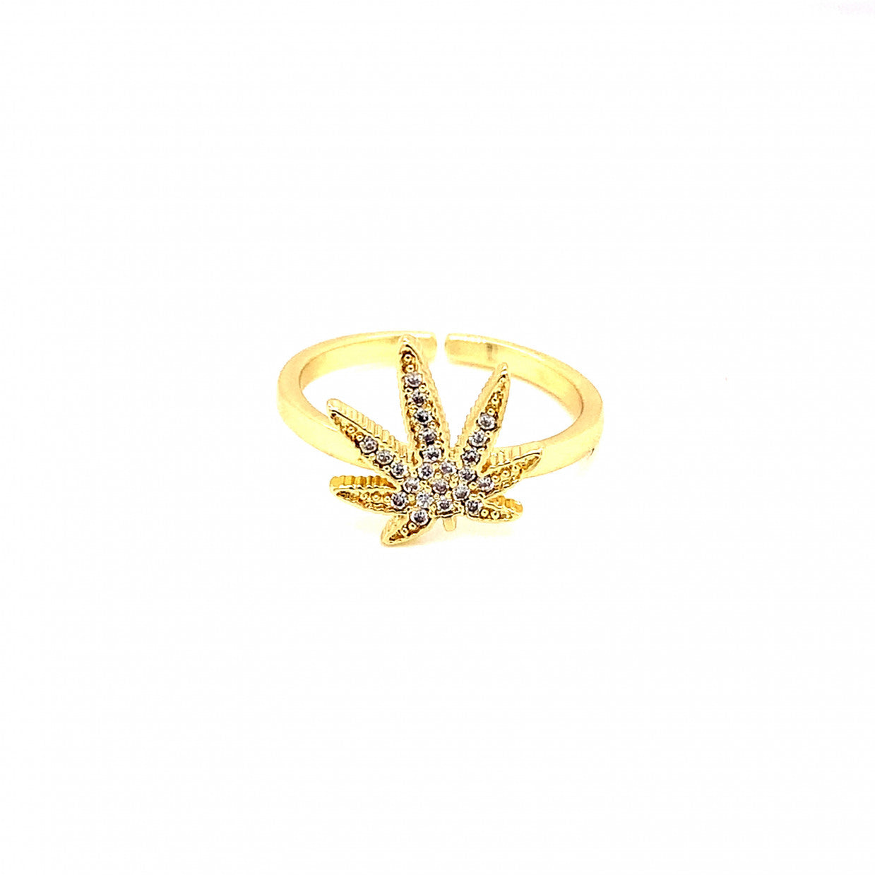 CZ Marijuana Leaf Ring