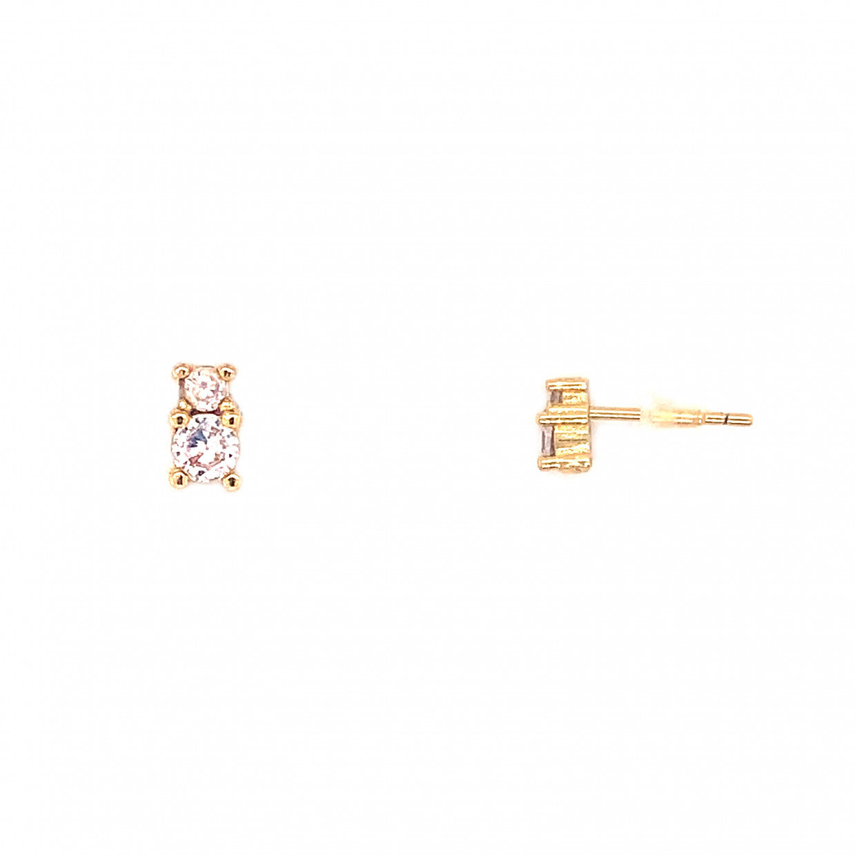 Double CZ Stud - Gold Plated