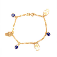 Evil Eye & Hamsa Figaro Bracelet