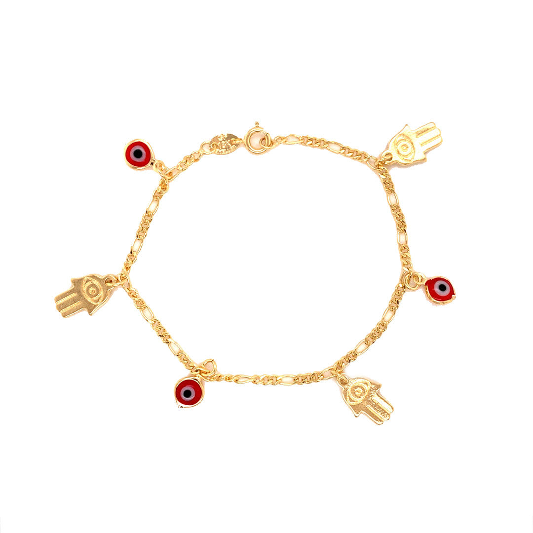 Evil Eye & Hamsa Figaro Bracelet