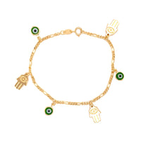 Evil Eye & Hamsa Figaro Bracelet