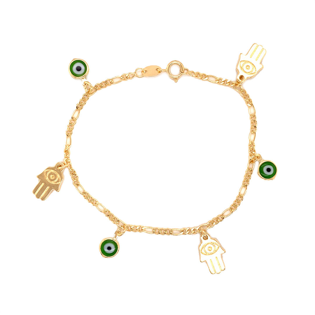 Evil Eye & Hamsa Figaro Bracelet