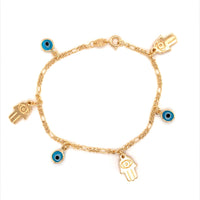 Evil Eye & Hamsa Figaro Bracelet