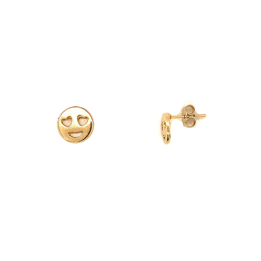 Heart Eye Smiley Studs - Gold Filled
