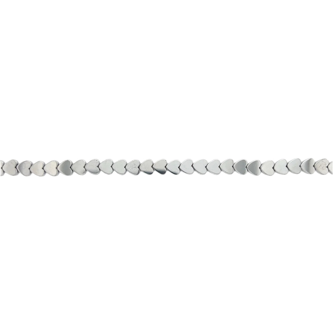 Silver Plated Heart Hematite Beads