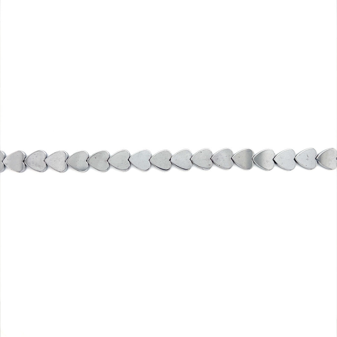 Silver Plated Heart Hematite Beads