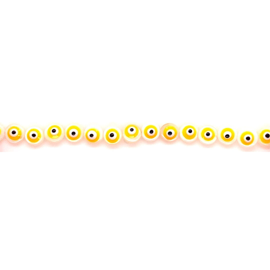 Hand Painted Flat Evil Eye Shell Pearl Beads
