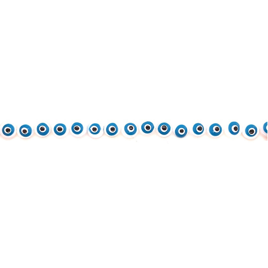 Hand Painted Flat Evil Eye Shell Pearl Beads