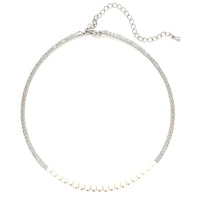 Tennis Choker with Pearl Accents