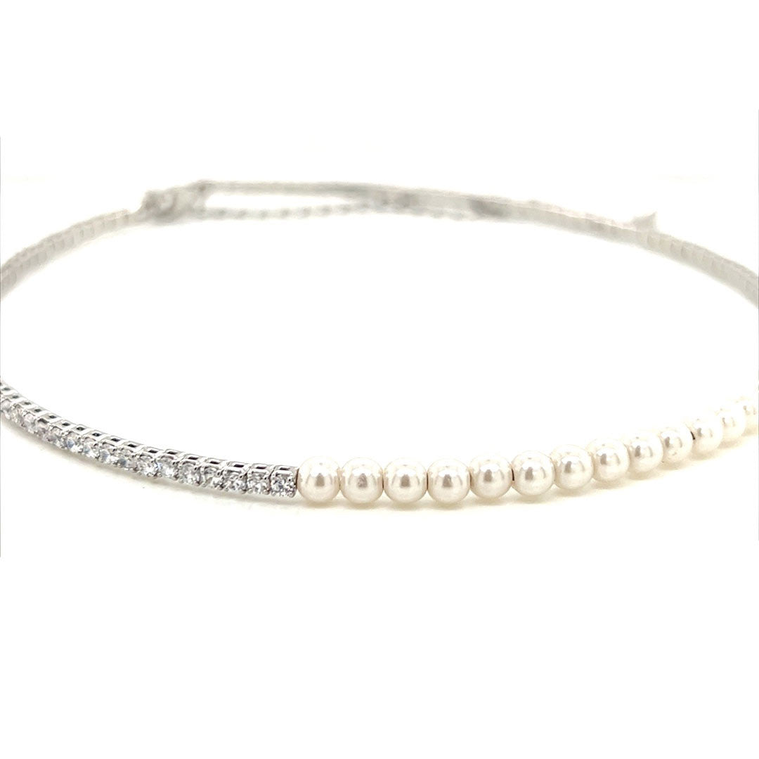 Tennis Choker with Pearl Accents