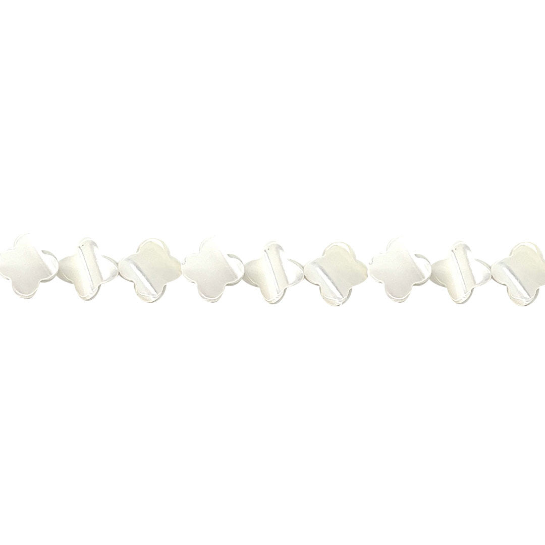 White Mother of Pearl Shell Clover Beads
