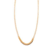 Tennis Necklace with Curb Accent