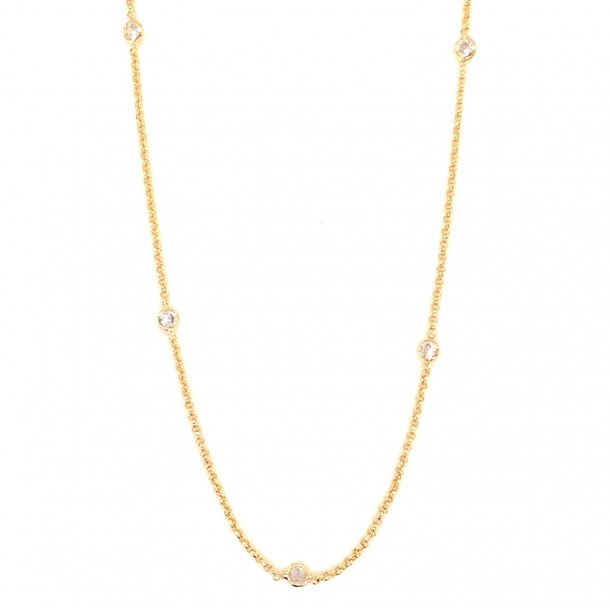 Cable Necklace with CZ Station Accents