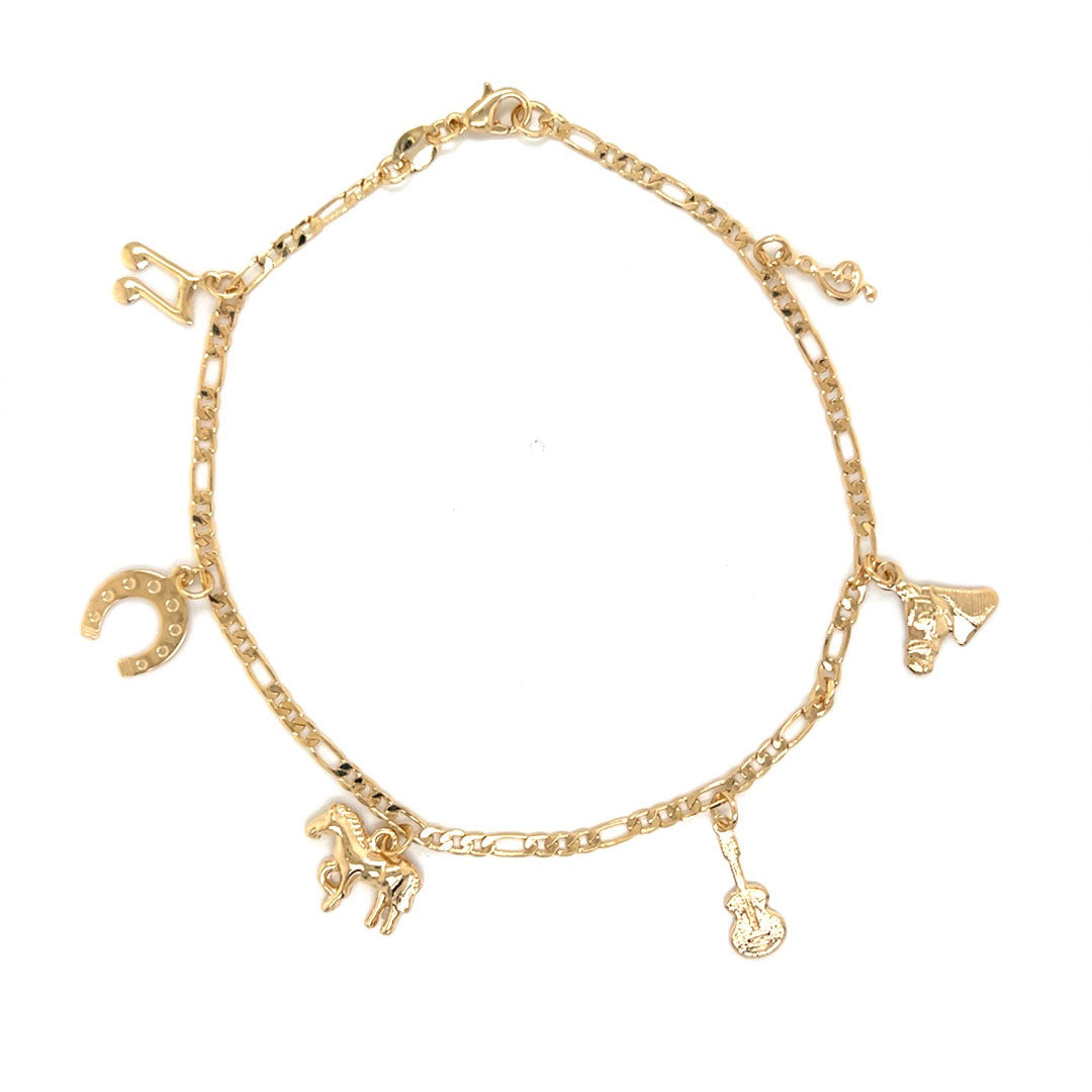 3mm Figaro Country Music Charm Anklet