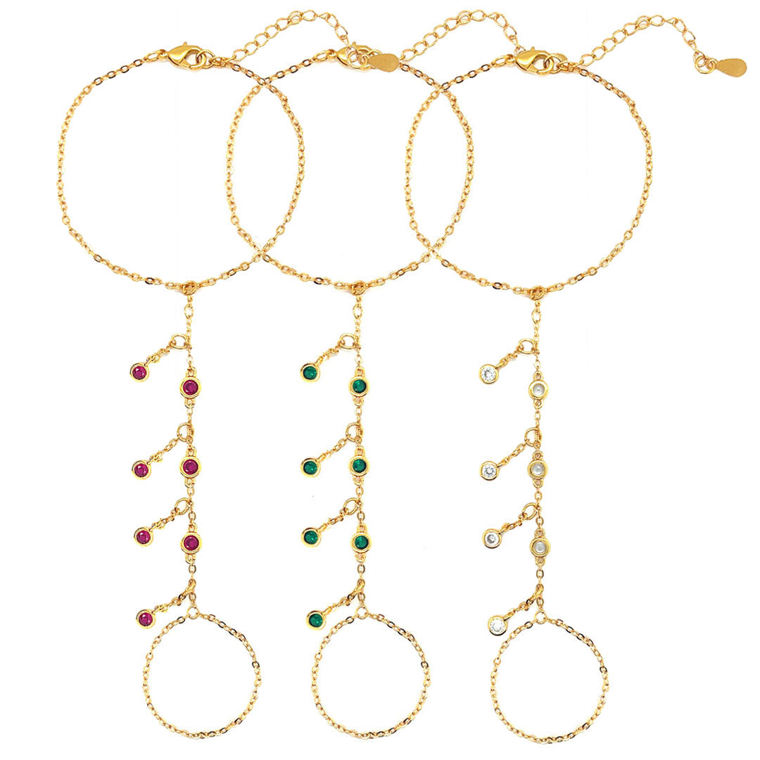 Colored Crystal Hand Chain
