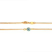 2mm Curb Chain with Light Blue Evil Eye Pendant