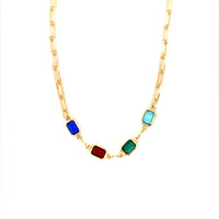 Paperclip Necklace with Gemstone Accents