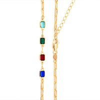 Paperclip Necklace with Gemstone Accents