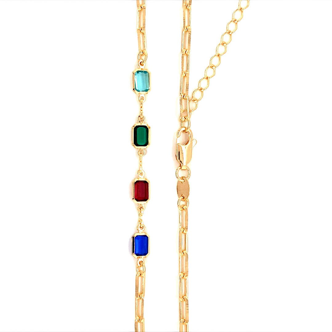 Paperclip Necklace with Gemstone Accents