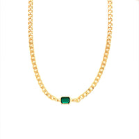 Curb Necklace with Gemstone Accent