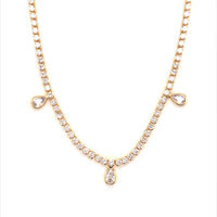 Tennis Necklace with CZ Teardrops