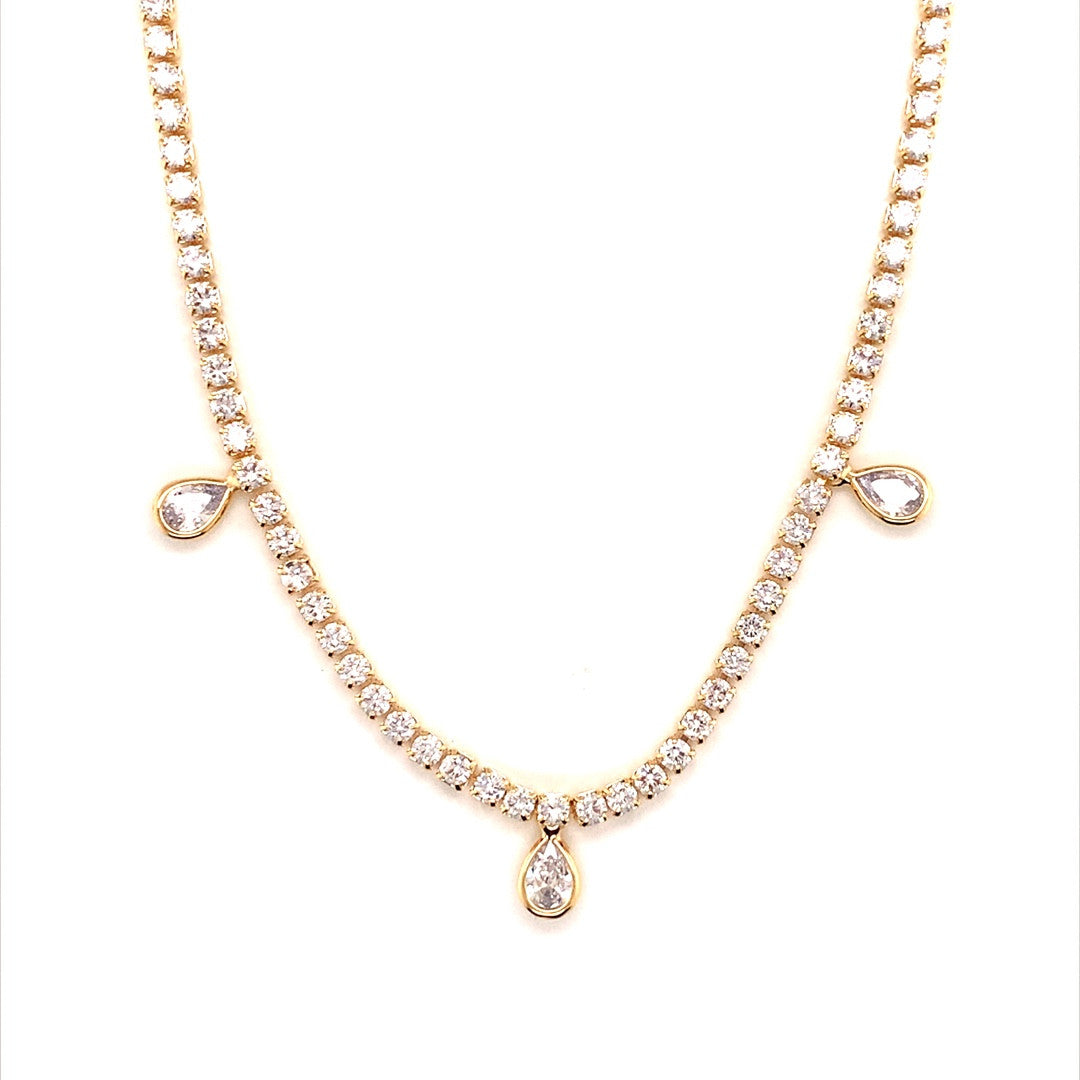 Tennis Necklace with CZ Teardrops