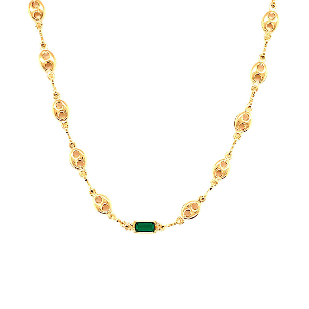 Puff Necklace with Gemstone Accent