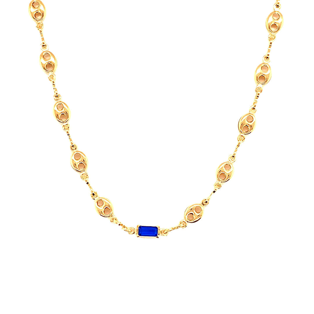 Puff Necklace with Gemstone Accent
