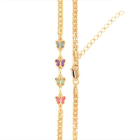 Curb Necklace with Butterfly Gemstone Accents