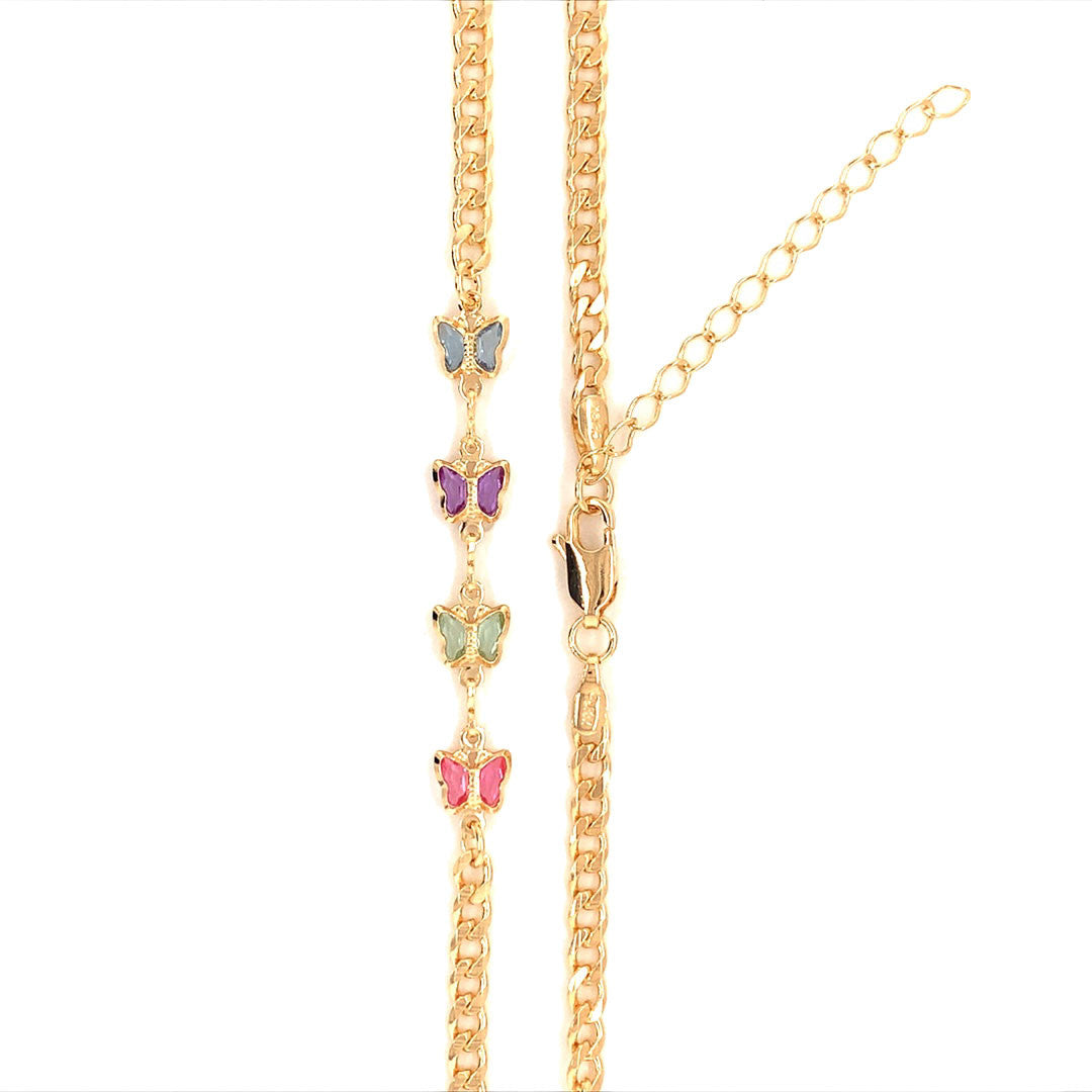 Curb Necklace with Butterfly Gemstone Accents