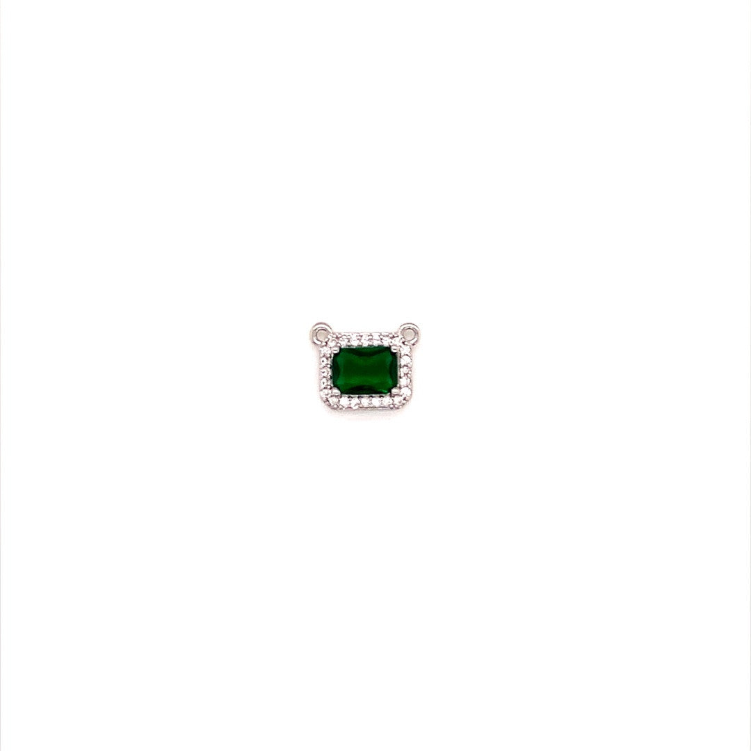 Emerald CZ Connector 12mm - Brass