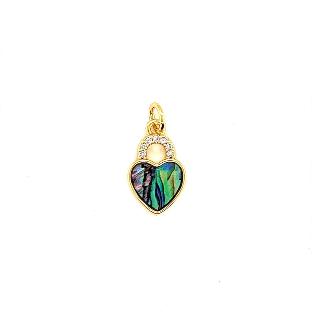 CZ Abalone Heart Locket