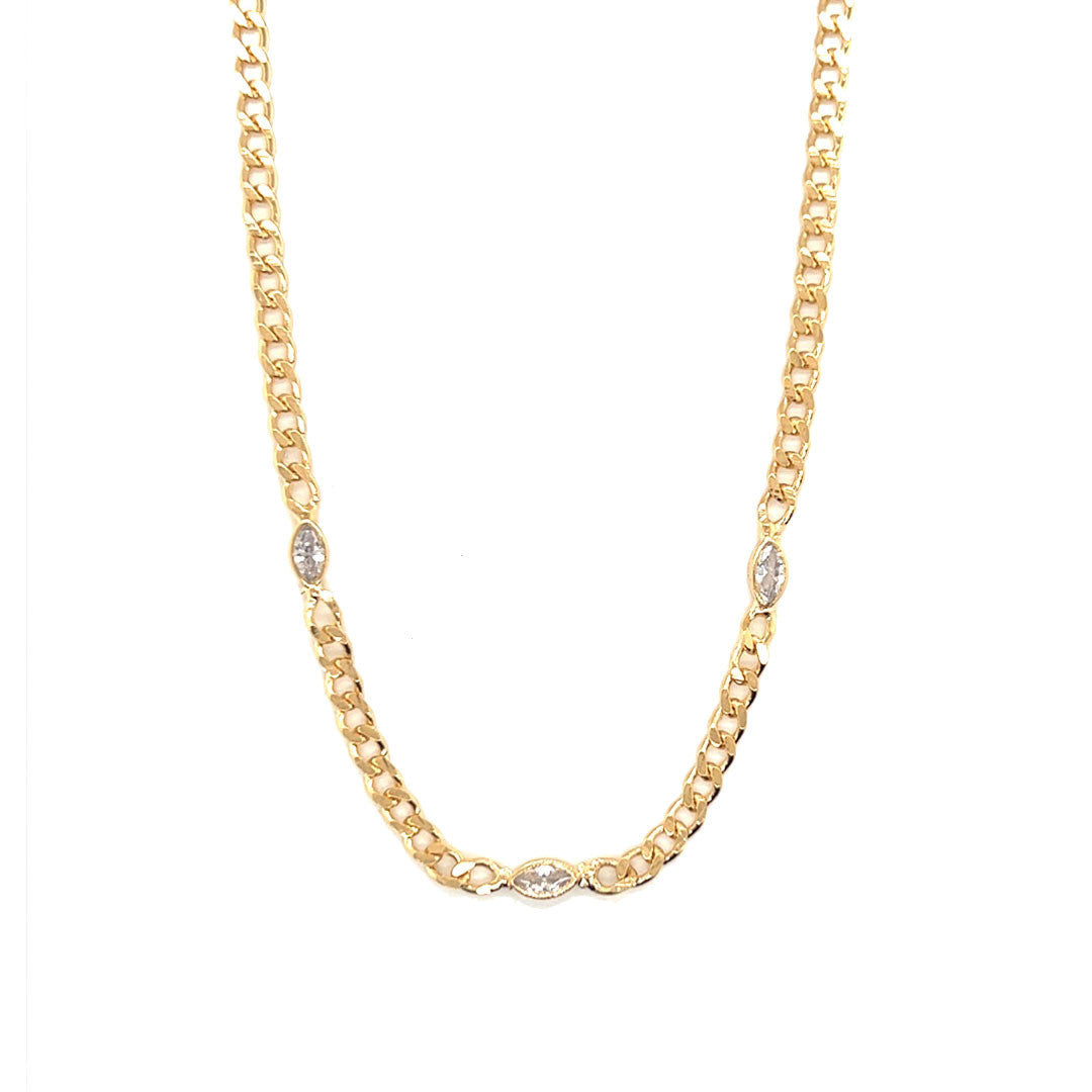 Curb Necklace with CZ Accents