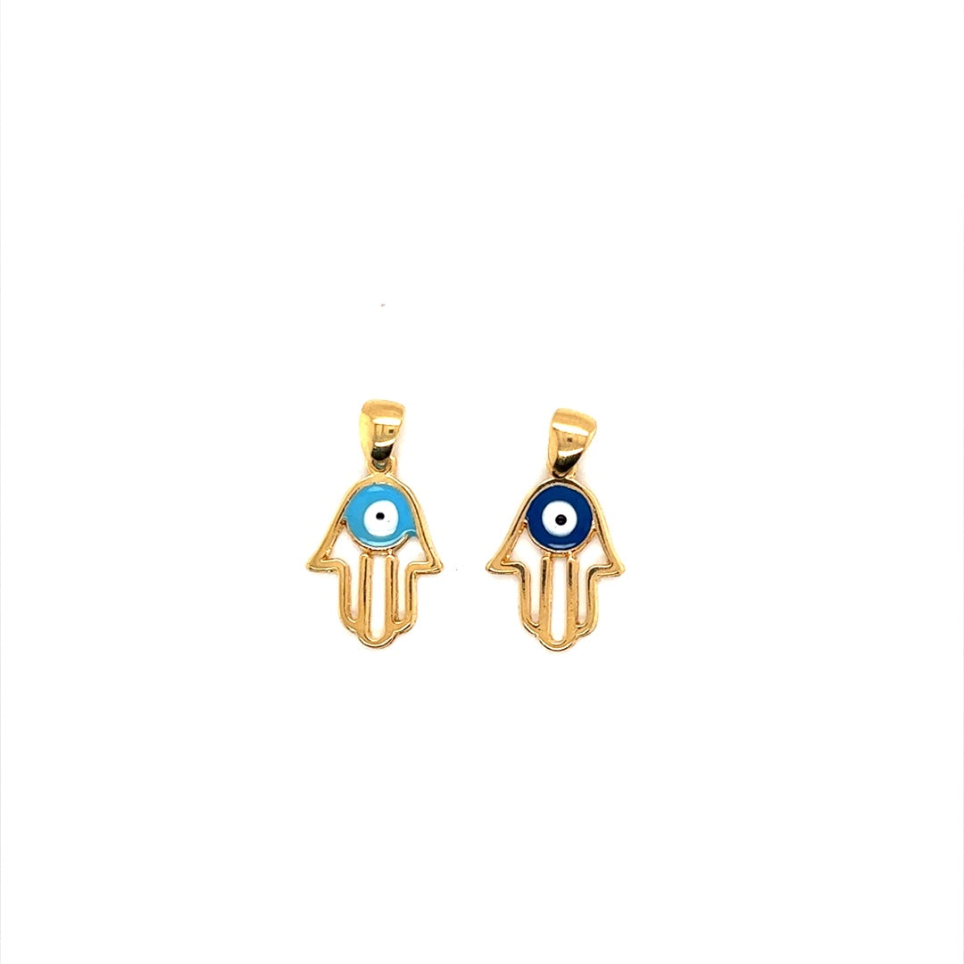 Evil Eye Hamsa Pendant 19mm - Gold Filled