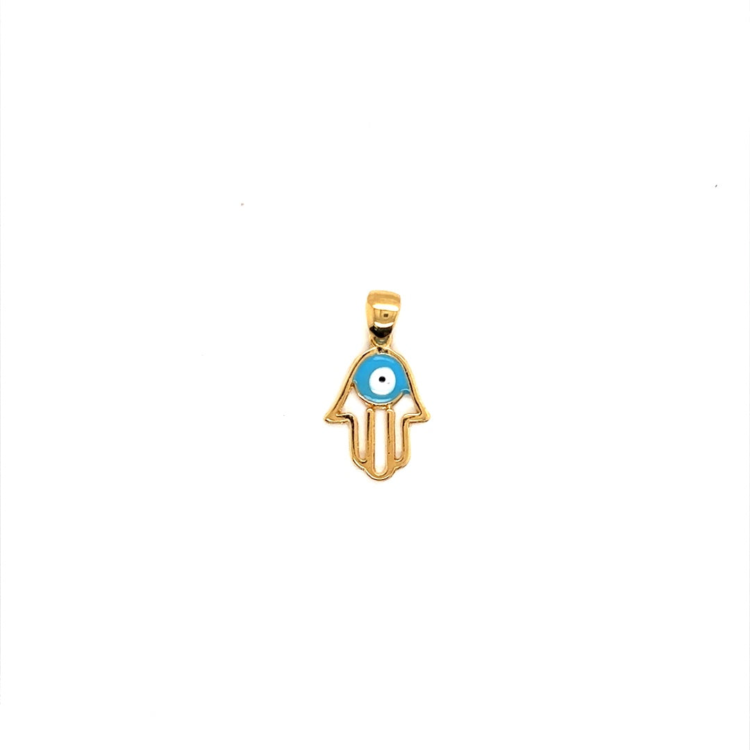Evil Eye Hamsa Pendant 19mm - Gold Filled
