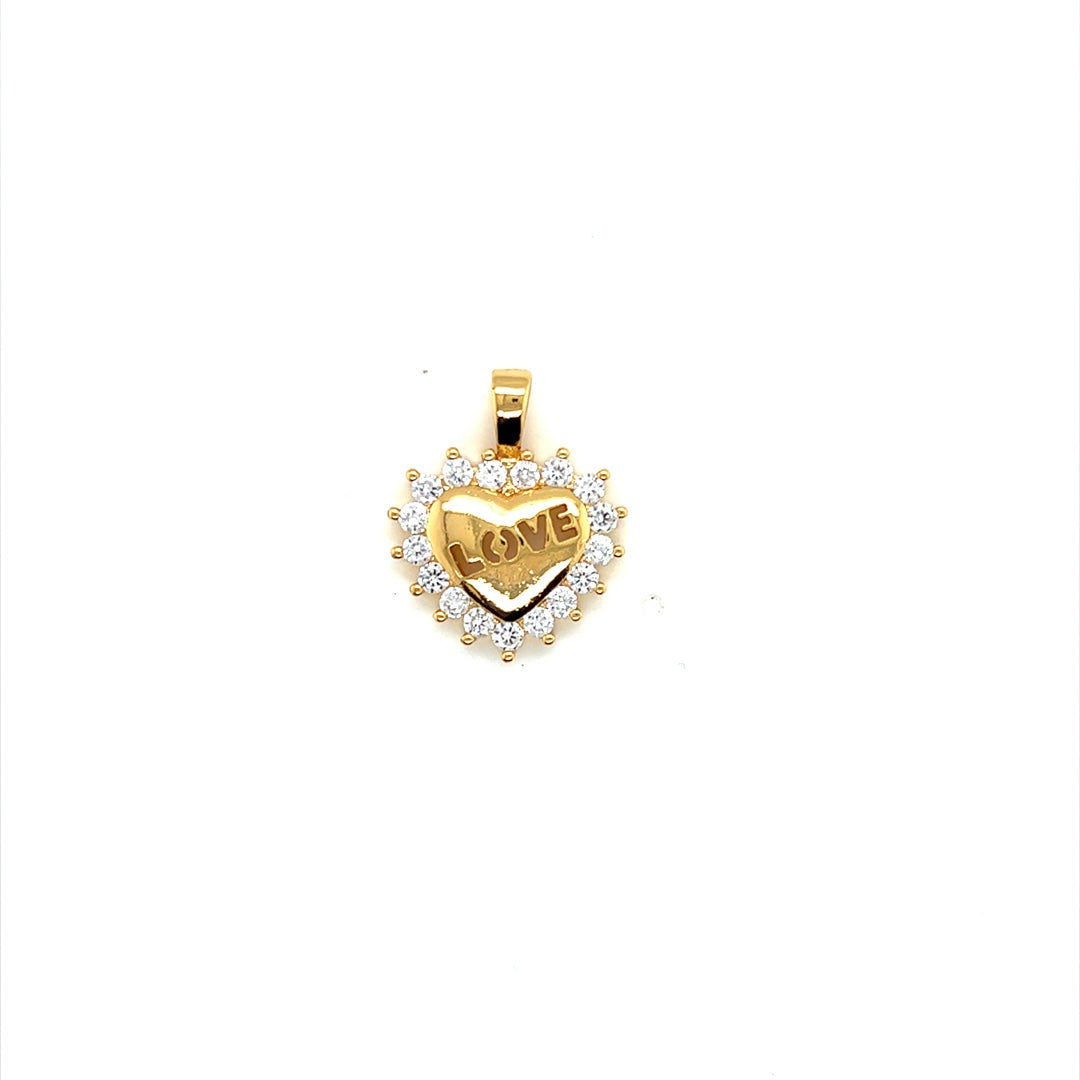 CZ Love Pendant 20mm - Gold Filled