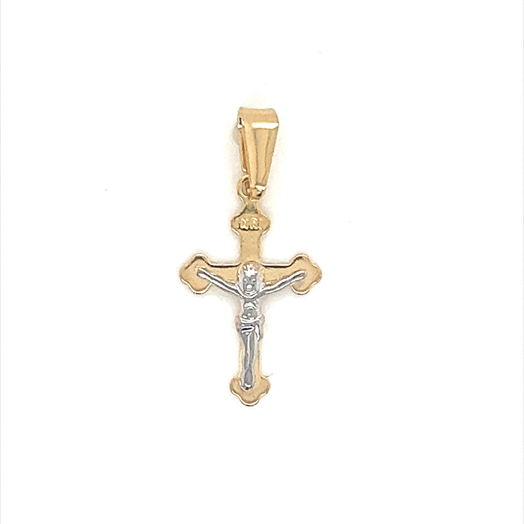 Two Tone Cross Charm 18mm - Gold Filled