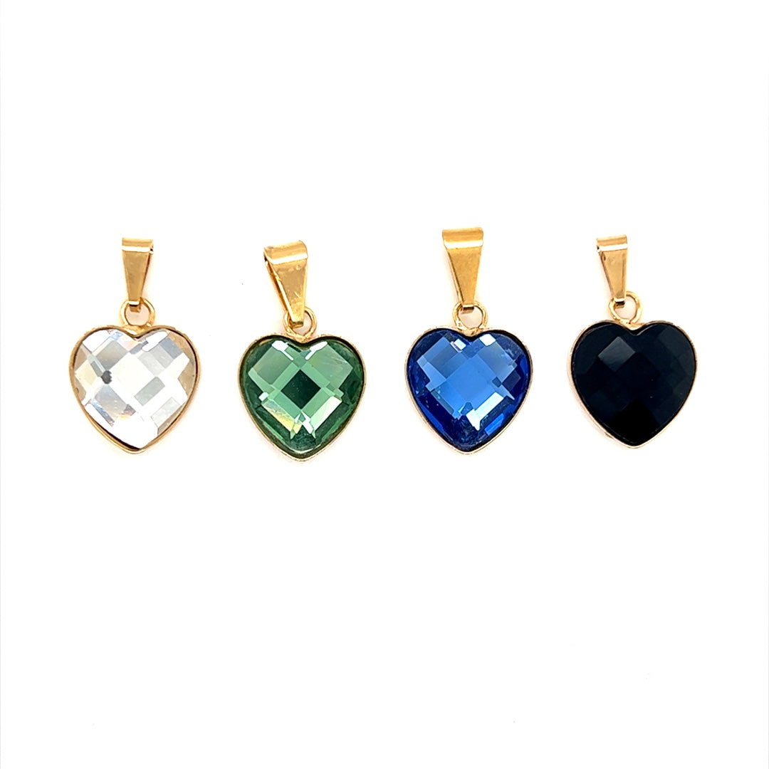 Crystal Heart Pendant 13mm - Gold Filled