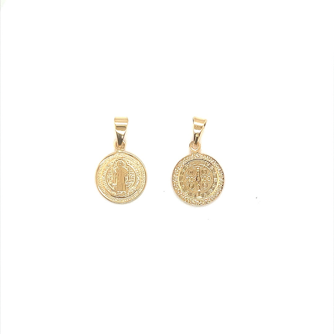Mini Saint Benedict Pendant 15mm - Gold Filled