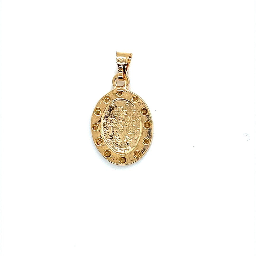 CZ Miraculous Medal Pendant 16mm - Gold Filled
