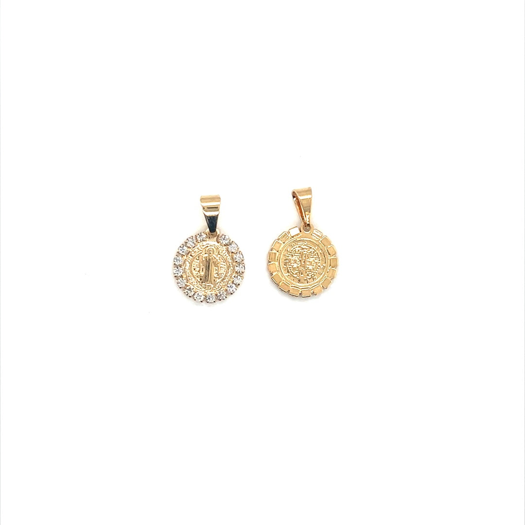 Mini CZ Saint Benedict Charm 12mm - Gold Filled