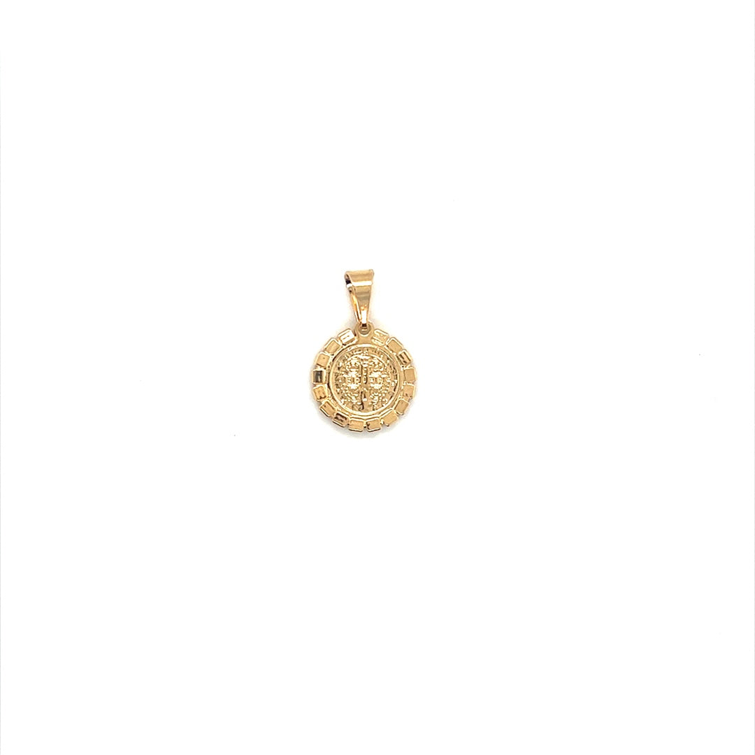 Mini CZ Saint Benedict Charm 12mm - Gold Filled