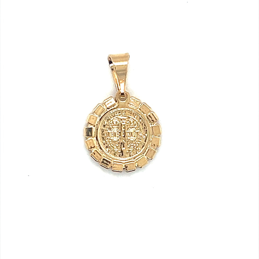 Mini CZ Saint Benedict Charm 12mm - Gold Filled