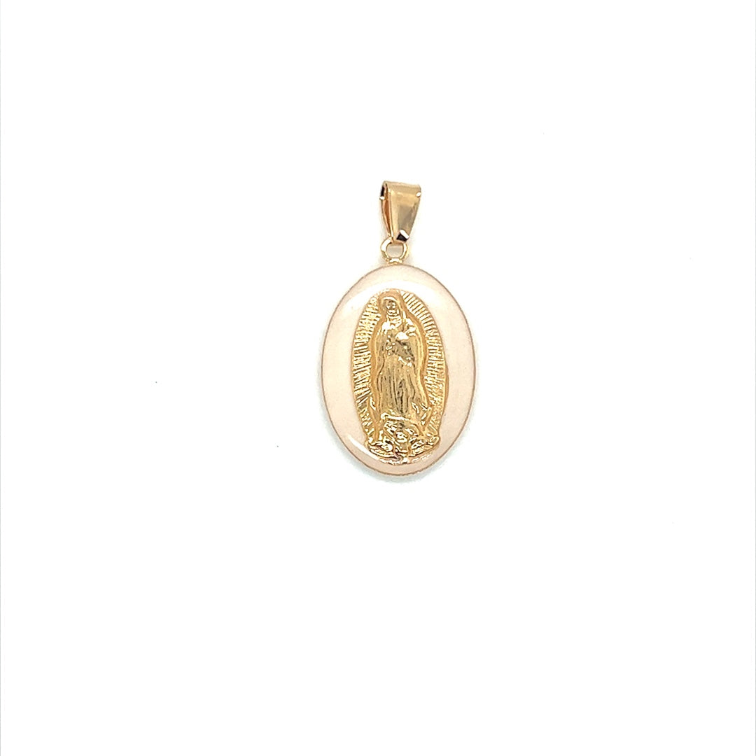 Enamel Guadalupe Pendant 14mm - Gold Filled