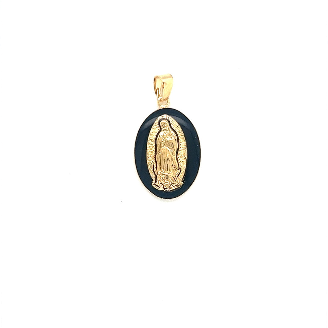 Enamel Guadalupe Pendant 14mm - Gold Filled